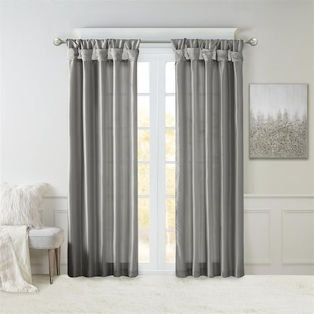 Madison Park Charcoal 100 Percent Polyester Twisted Tab Lined Window Panel MP40-6557